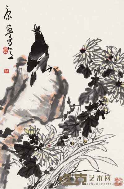 康宁 花鸟 立轴 67×44cm